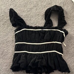 Black Ruffled Women's Top